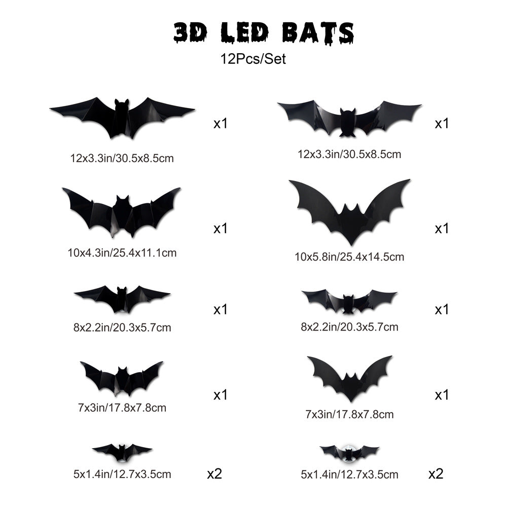 Halloween LED Bat Lights – Glowing Hanging Bats for Party & Yard Decor