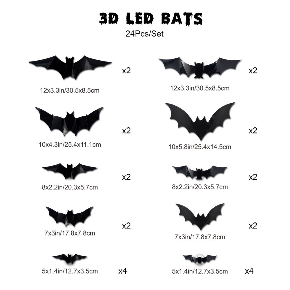 Halloween LED Bat Lights – Glowing Hanging Bats for Party & Yard Decor