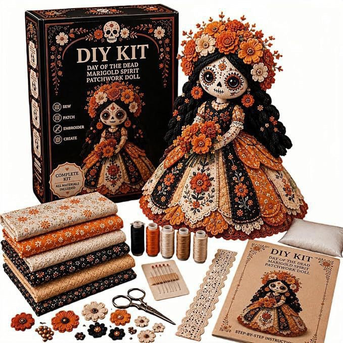 Stitch & Story – Day of the Dead Patchwork Doll DIY Craft Kit for Beginners