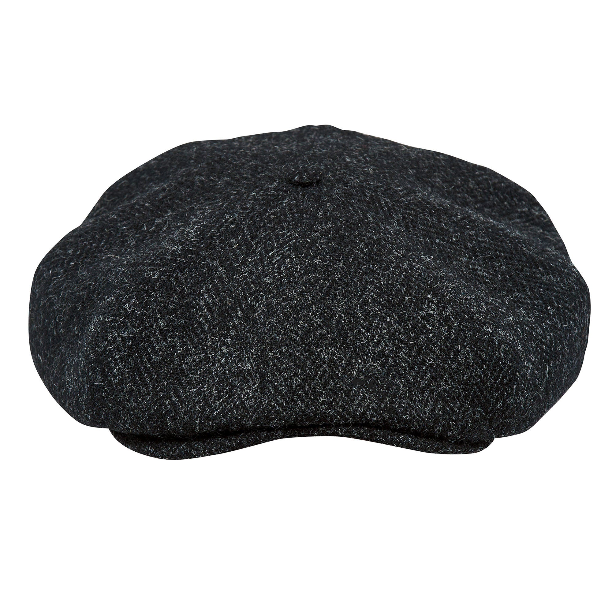 PEAKY BLINDERS Genuine Scottish Harris Tweed 8 Panels Man Cap Wool Large Crown BLACK