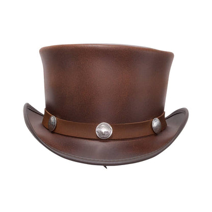 EL DORADO - WOMEN'S LEATHER TOP HAT - BUFFALO HAT BAND