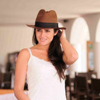 Dark brown-Women handmade Panama Hats
