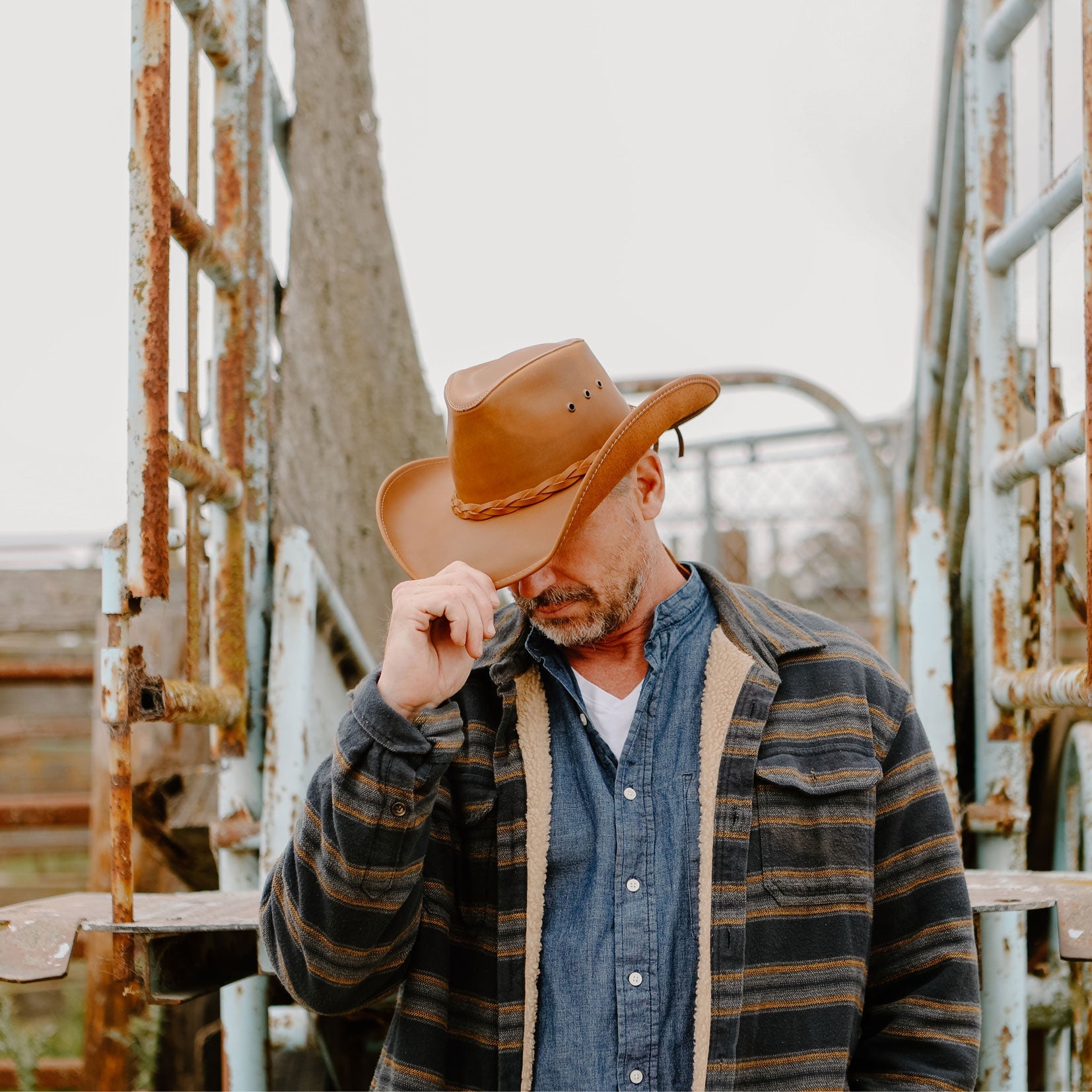 Hollywood - Mens Leather Cowboy Hat