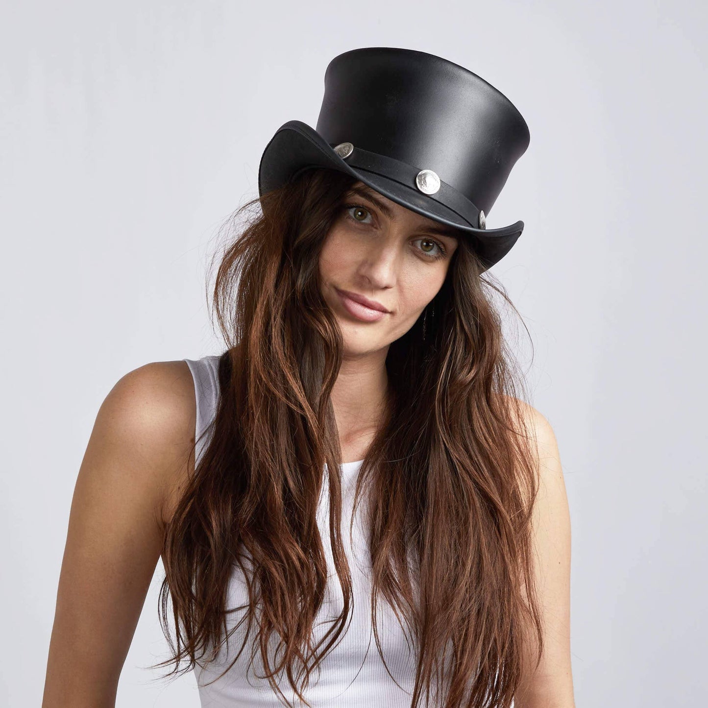EL DORADO - WOMEN'S LEATHER TOP HAT - BUFFALO HAT BAND