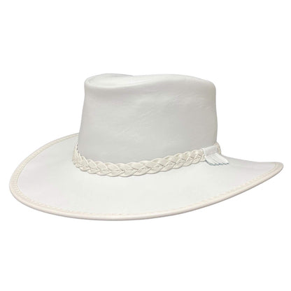 Avalanche - White Leather Outback Hat