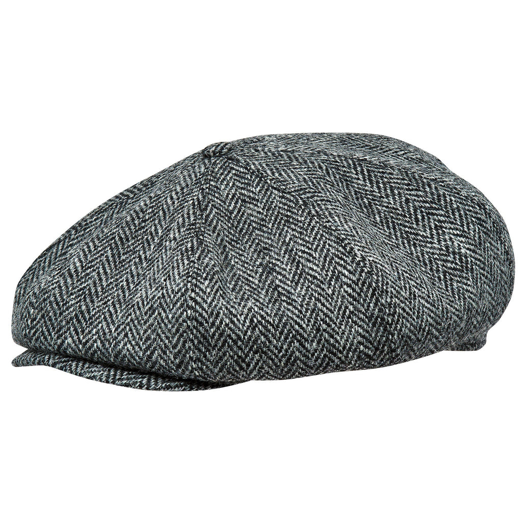 PEAKY BLINDERS Genuine Scottish Harris Tweed 8 Panels Man Cap GRAY-BLACK