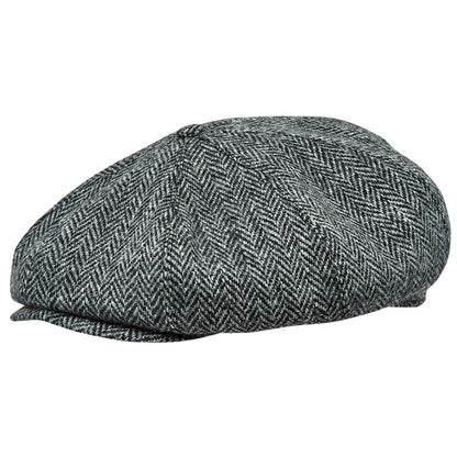 PEAKY BLINDERS Genuine Scottish Harris Tweed 8 Panels Man Cap GRAY-BLACK