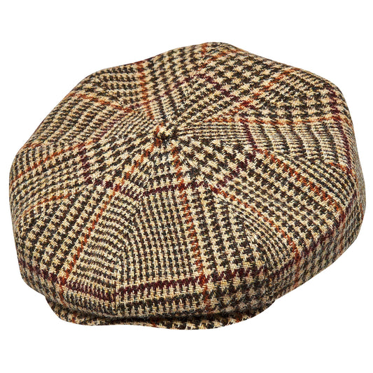 PEAKY BLINDERS Genuine Scottish Harris Tweed 8 Panels Man Cap Wool Large Crown BEIGE