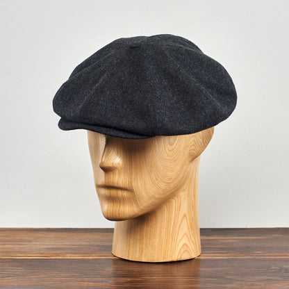 PEAKY BLINDERS Genuine Scottish Harris Tweed 8 Panels Man Cap Black Grey