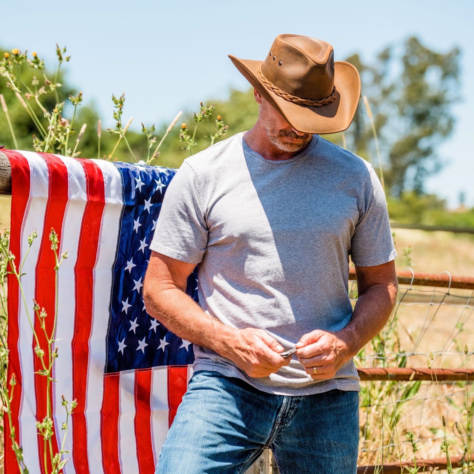 Hollywood - Mens Leather Cowboy Hat