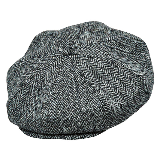PEAKY BLINDERS Genuine Scottish Harris Tweed 8 Panels Man Cap GRAY-BLACK