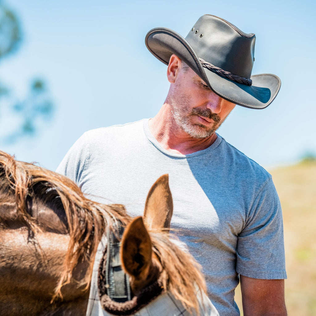 Hollywood Leather - Black Cowboy Hat - Leather Hat Band