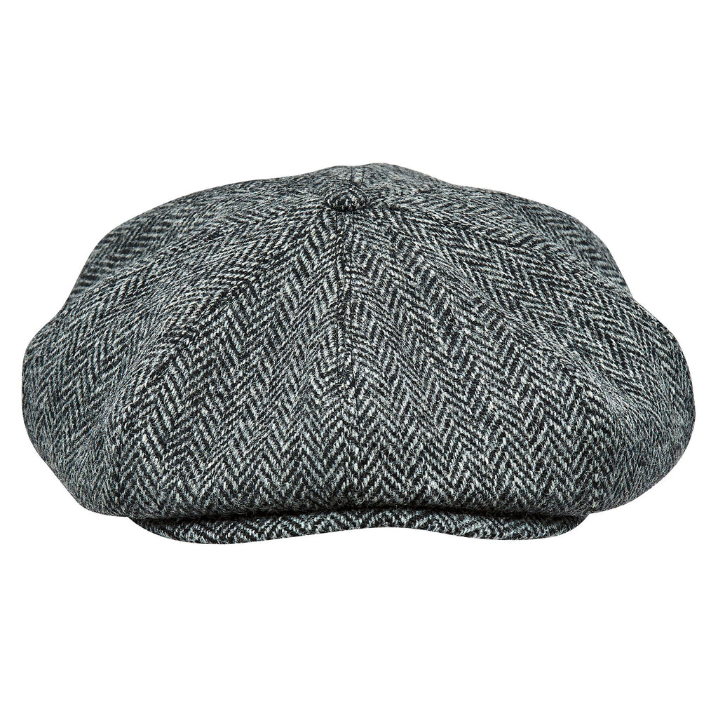 PEAKY BLINDERS Genuine Scottish Harris Tweed 8 Panels Man Cap GRAY-BLACK