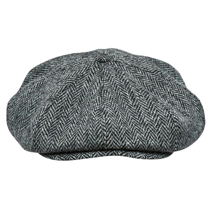 PEAKY BLINDERS Genuine Scottish Harris Tweed 8 Panels Man Cap GRAY-BLACK