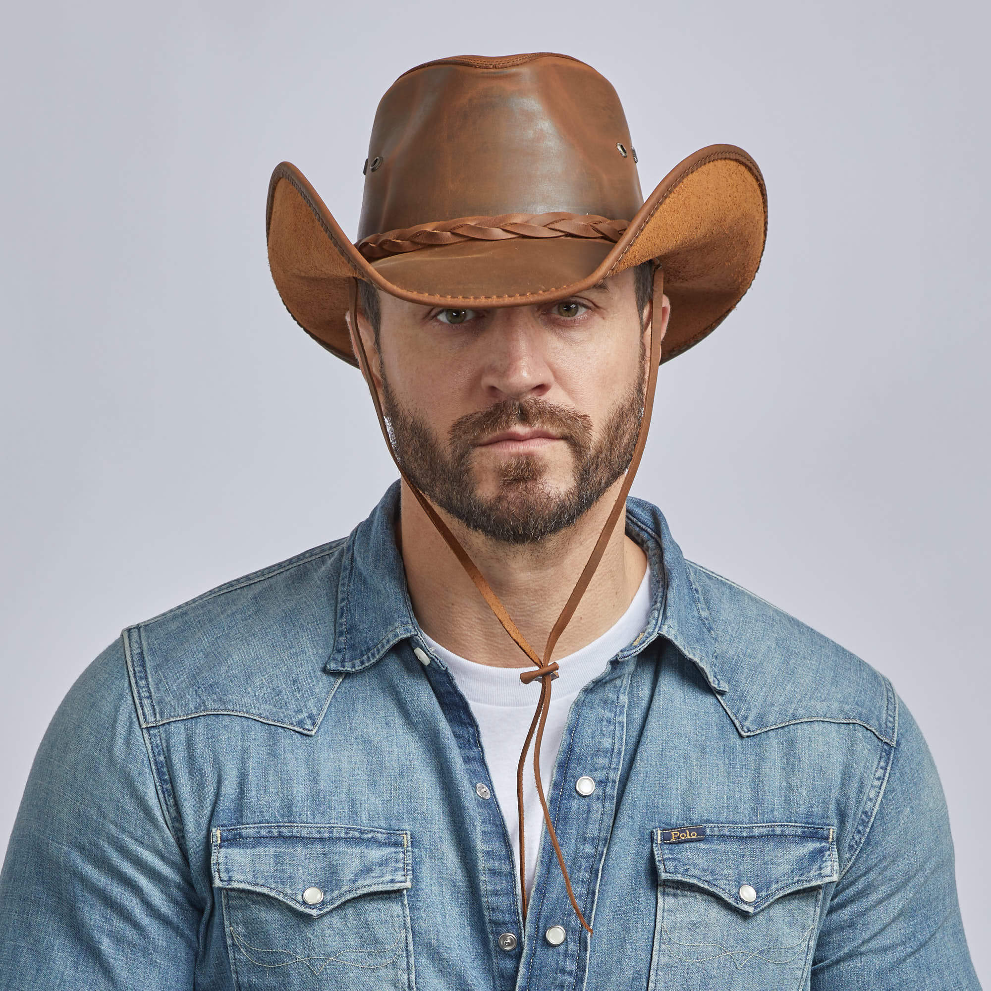 Hollywood - Mens Leather Cowboy Hat