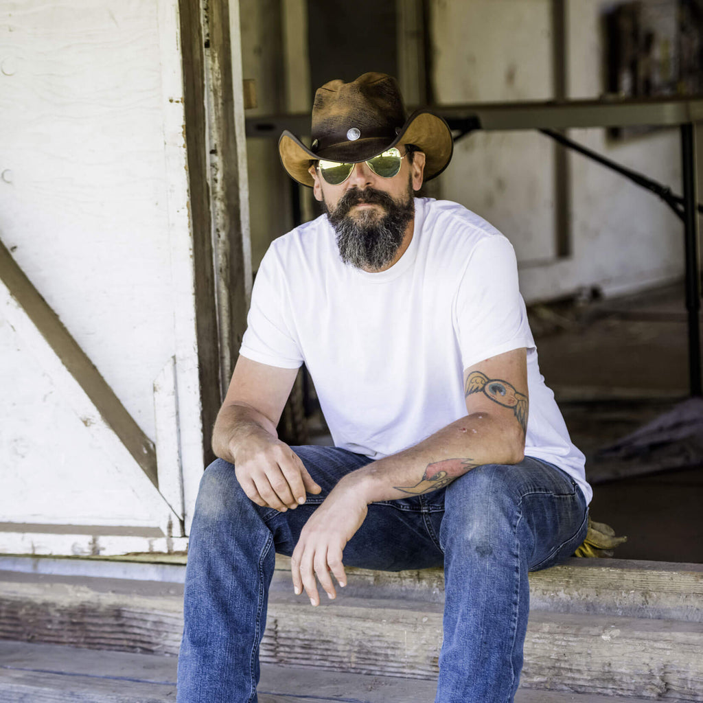Cyclone - Mens Leather Cowboy Hat - Leather Hat Band