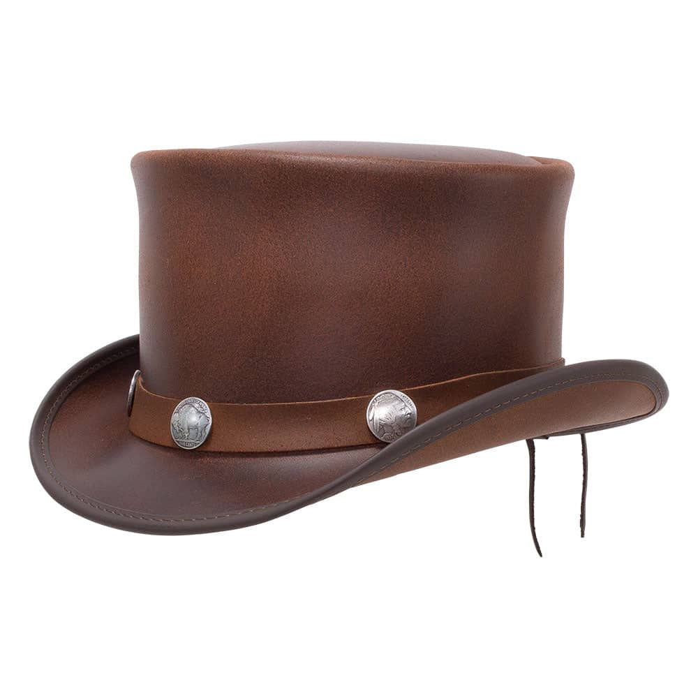 EL DORADO - WOMEN'S LEATHER TOP HAT - BUFFALO HAT BAND
