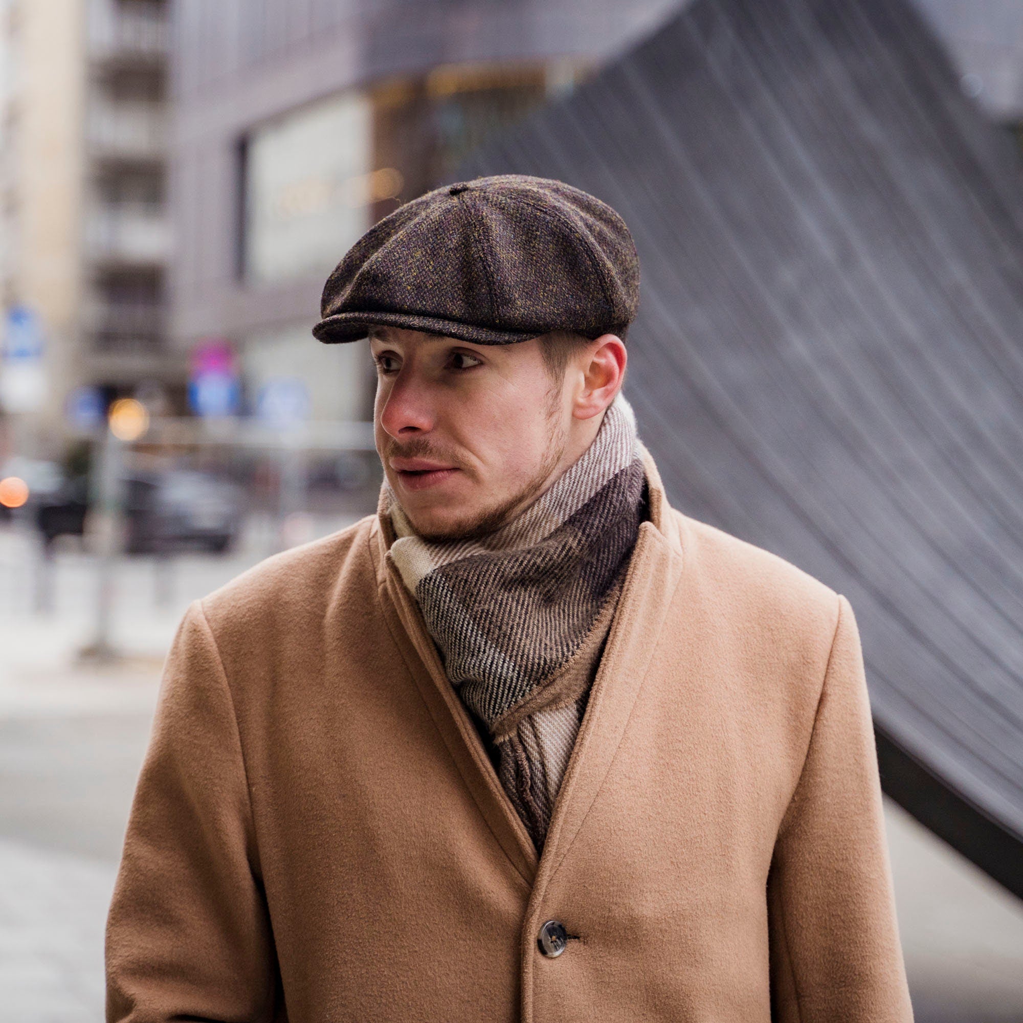 PEAKY BLINDERS Genuine Scottish Harris Tweed 8 Panels Man Cap Brown