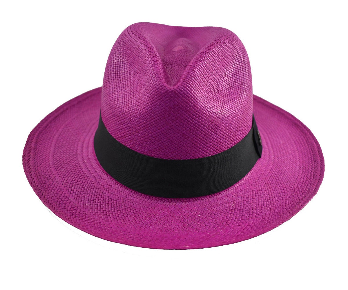 Advanced Original Panama Hat-Fuchsia Toquilla Straw-Handwoven in Ecuador (HatBox Included)