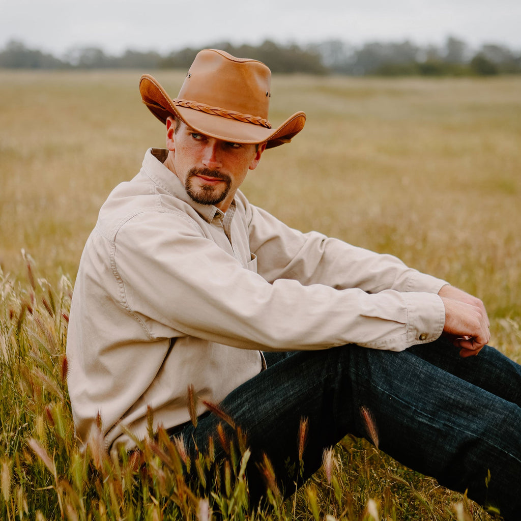 Hollywood - Mens Leather Cowboy Hat