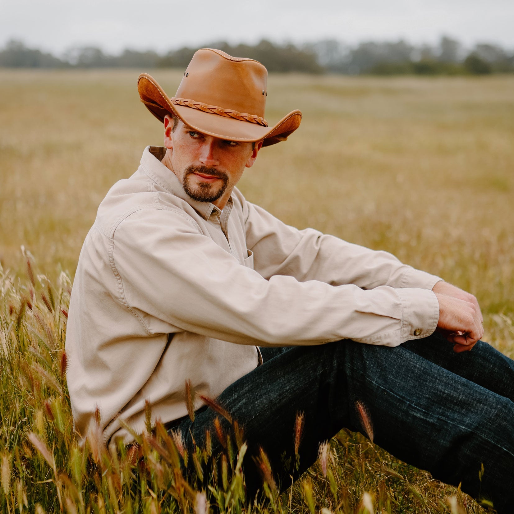 Hollywood - Mens Leather Cowboy Hat