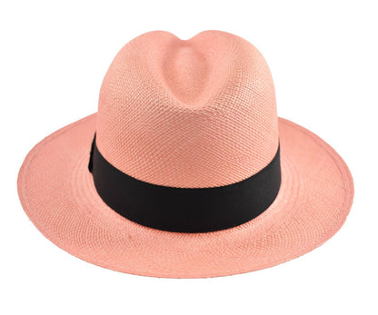 Advanced Original Panama Hat-Pink Toquilla Straw | Brown Band-Handwoven in Ecuador(HatBox Included)