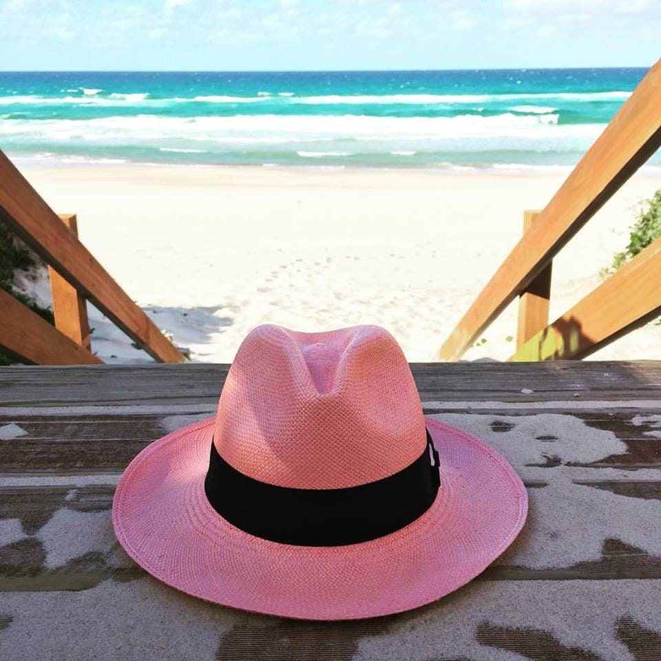 Advanced Original Panama Hat-Pink Toquilla Straw | Brown Band-Handwoven in Ecuador(HatBox Included)